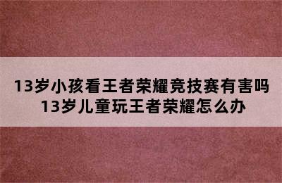 13岁小孩看王者荣耀竞技赛有害吗 13岁儿童玩王者荣耀怎么办